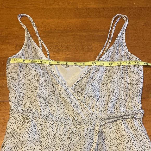 All Saints Women Size 4 Dayla Speckled Black White True Wrap Midi Dress Ruffles - Picture 14 of 16